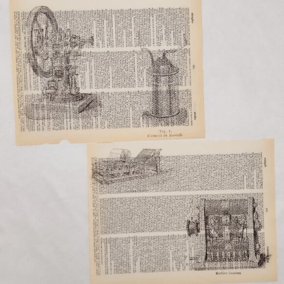 Old Machine Dictionary Prints, Antique Machinery Prints, Book Page Prints - Picture 2 of 6